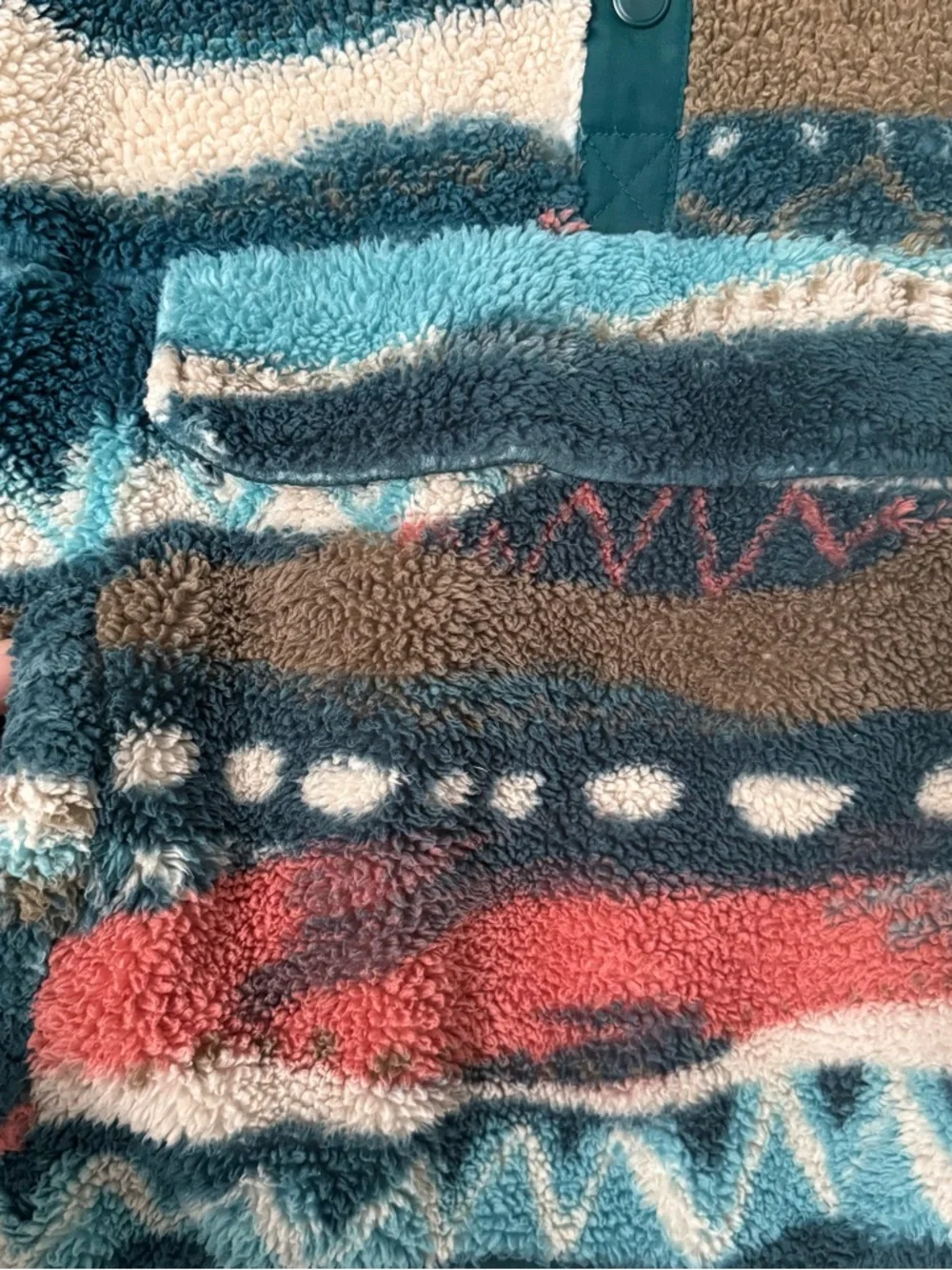 Billabong A/Div Switchback Sherpa Fleece Pullover Small Aztec Snap Mock Neck - Picture 7 of 9